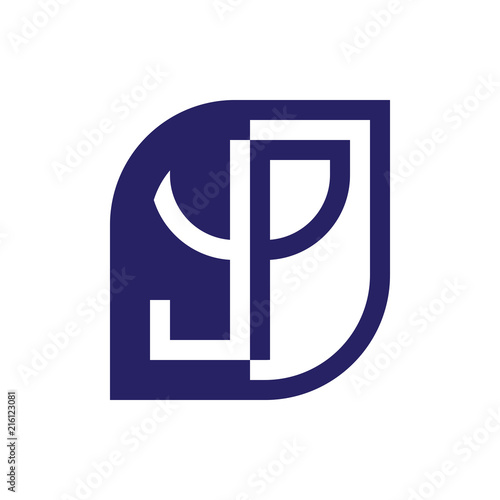 YP initial letter emblem logo negative space
