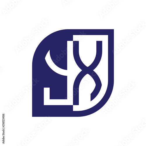 YX initial letter emblem logo negative space