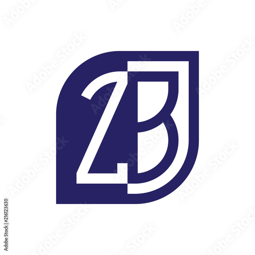 ZB initial letter emblem logo negative space