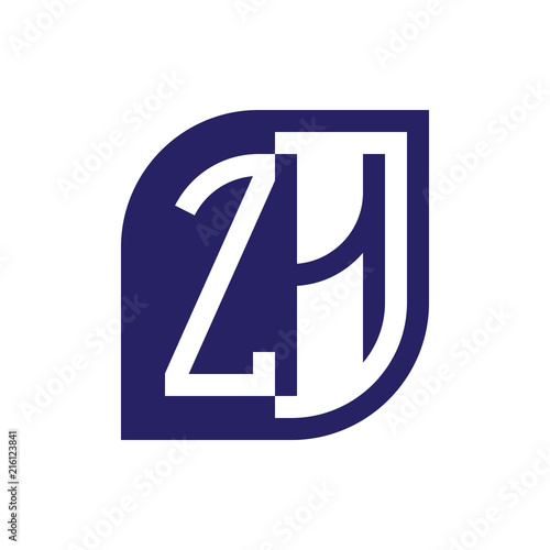ZH initial letter emblem logo negative space