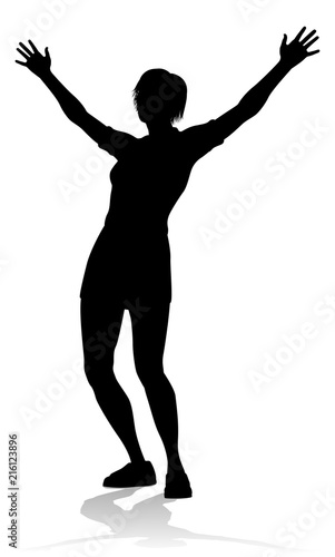 Woman Arms Raised Person Silhouette