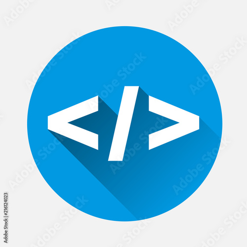 Computer code vector icon. Symbol of programming, webdesign with a flat shadow. Layers grouped for easy editing illustration. For your design.