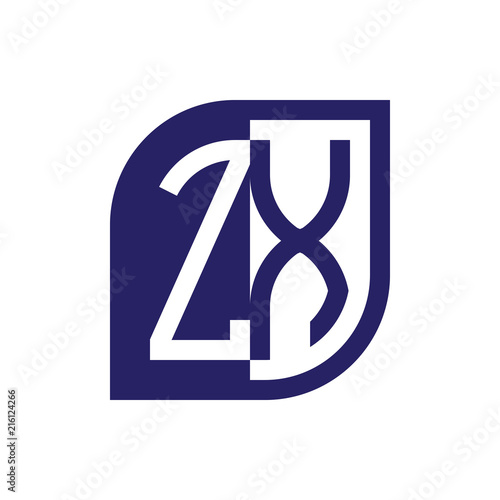 ZX initial letter emblem logo negative space