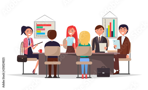 Office Workers on Business Meeting Around Table