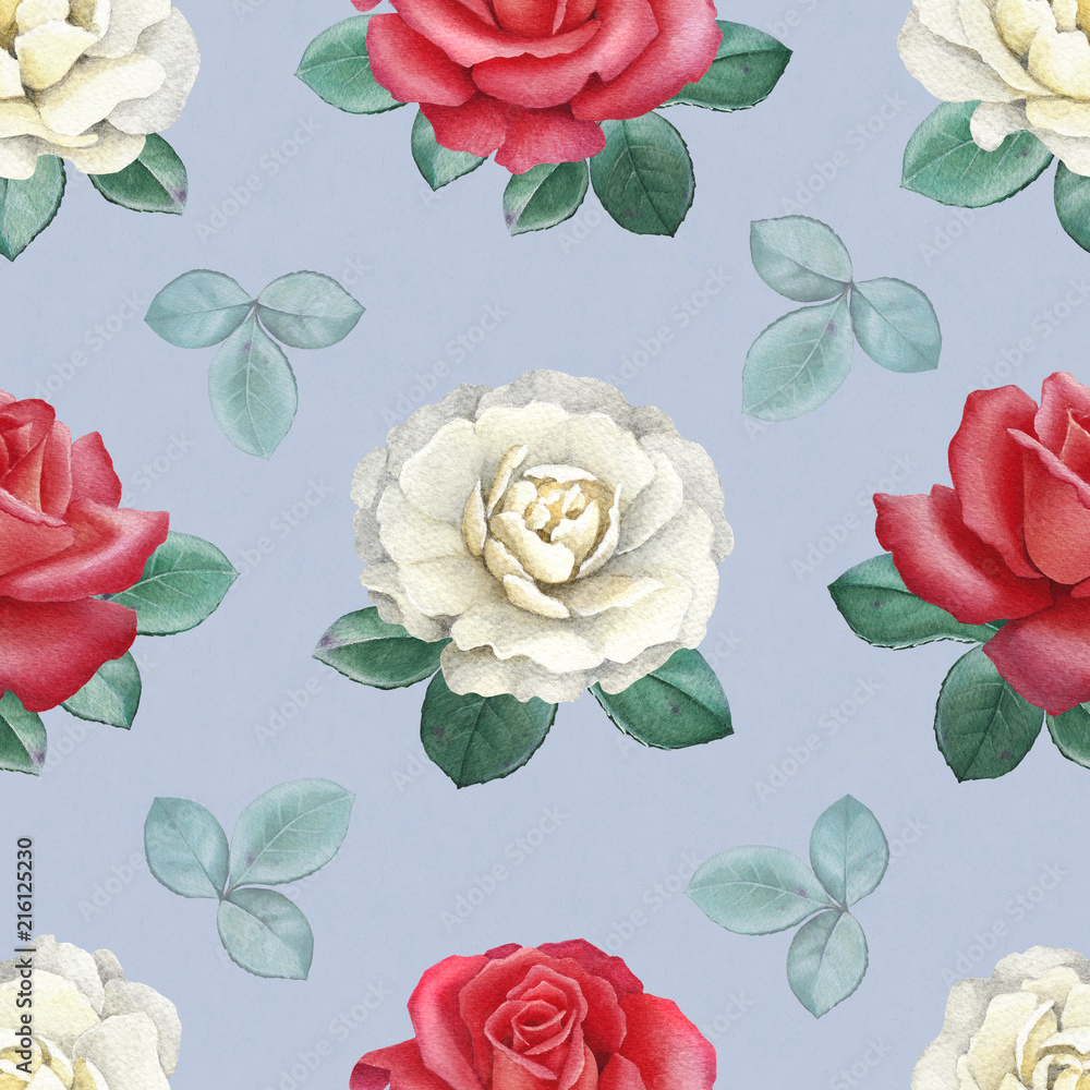 Watercolor illustrations of a roses. Seamless pattern. Watercolor illustrations of a roses. Seamless pattern.
