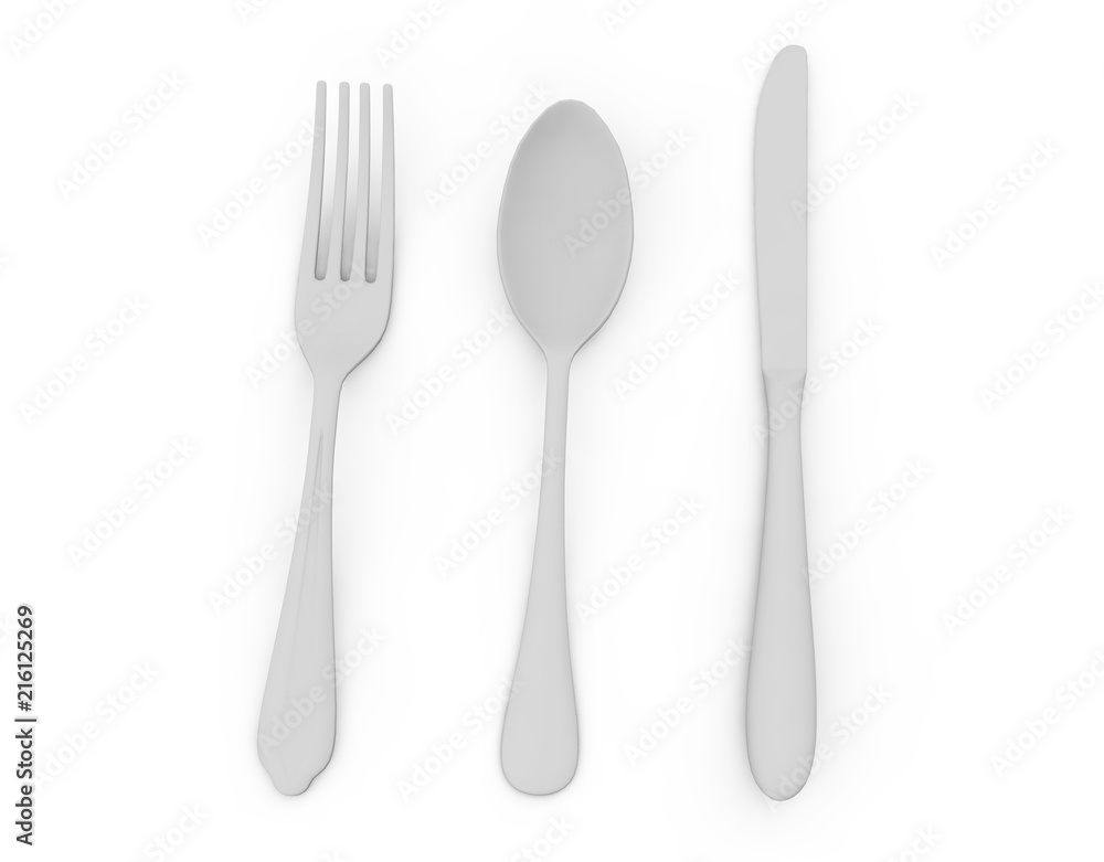 3d rendering of fork on white background 3d rendering of fork on white background