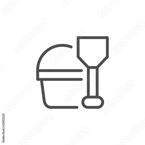 Toy set for sandbox line icon