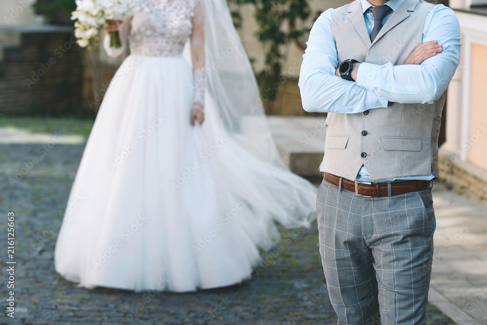 Groom Waiting for Bride in Street Groom Waiting for Bride in Street