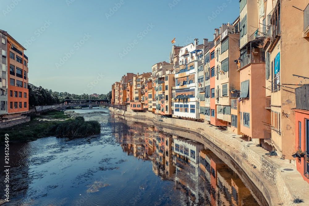 Picturesque houses in Girona, Spain