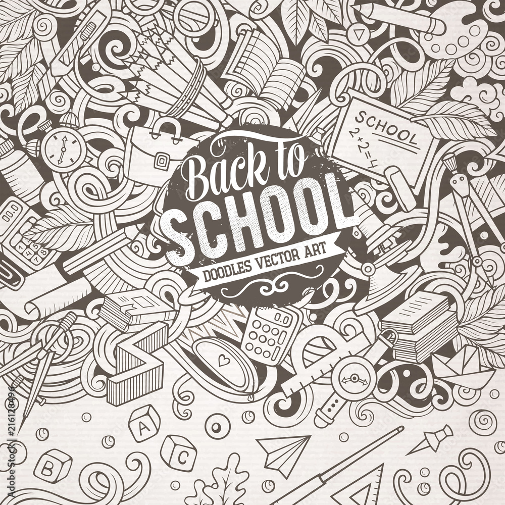Cartoon vector doodles Back to school frame