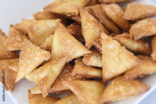 sambousek, filled pastries, a traditional appetizer from the arabic cuisine