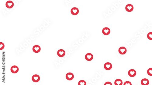Social media red heart icon symbol, on a white background with alpha matte