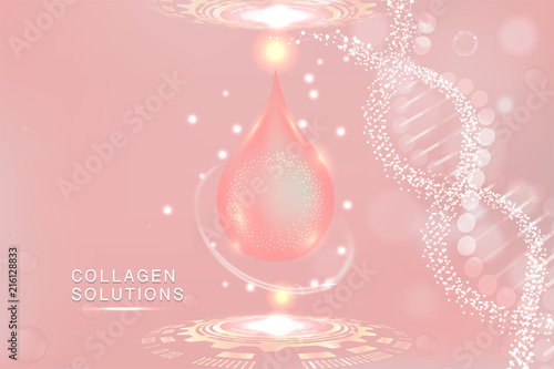 Pink Collagen Serum drop, cosmetic advertising background ready to use, luxury skin care ad, illustration vector. photo