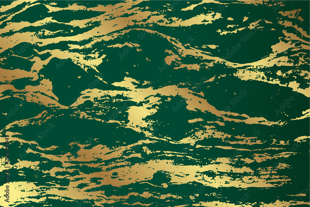 marble emerald green texture design with golden pattern for wedding invitation card background