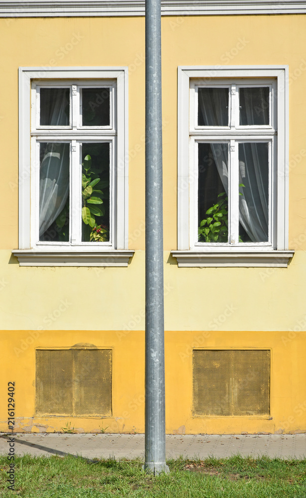 Windows of a house in the city
