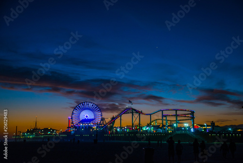 Santa Monica pier at sunset