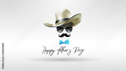 Happy Father’s Day greeting card, banner design with lettering, typography or Calligraphy in three-dimensional style