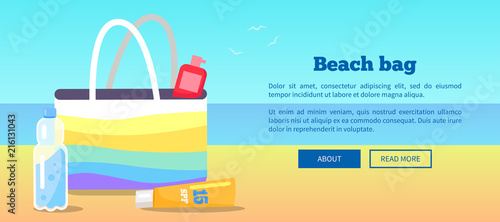 Beach Bag Banner with Inscription and View of Sea
