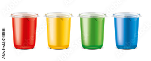 Cups for dairy and other foods. Big size version
