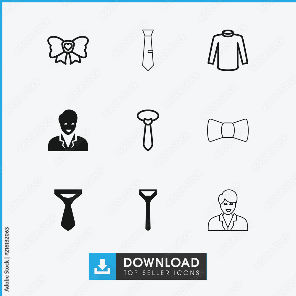 Collection of 9 tie filled and outline icons Collection of 9 tie filled and outline icons