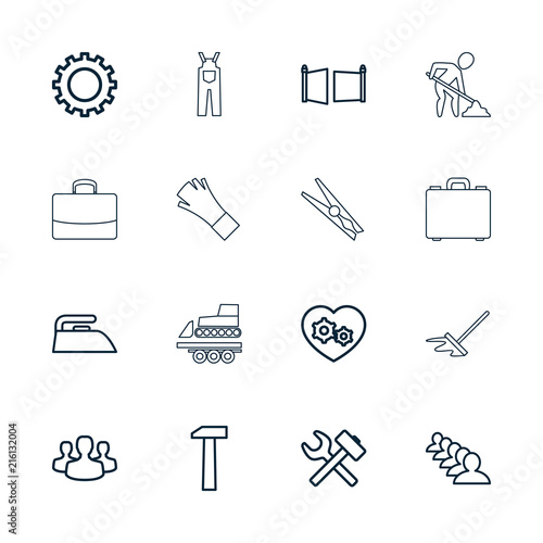 Collection of 16 work outline icons