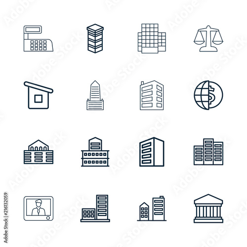 Collection of 16 government outline icons