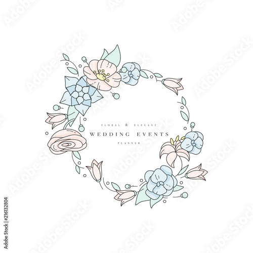 Vector wedding background or invitation card. Floral Illustration-hydrangea  ranunculus  anemone and lily. Premium colorful quality sign.