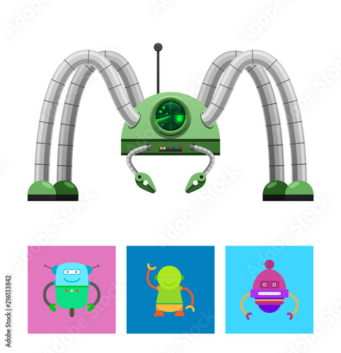 Robotic Creatures Collection Vector Illustration