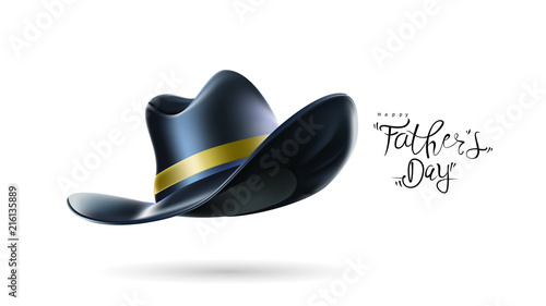 Happy Father’s Day greeting card, banner design with lettering, typography or Calligraphy in three-dimensional style