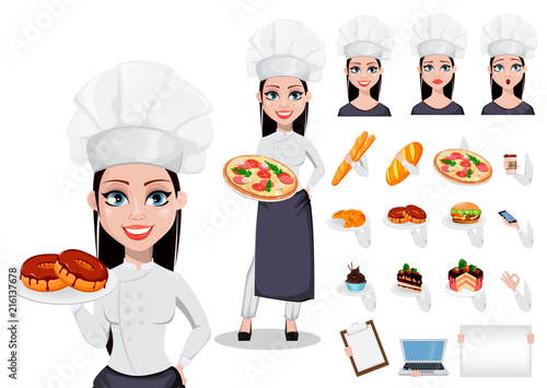 Beautiful baker woman in professional uniform