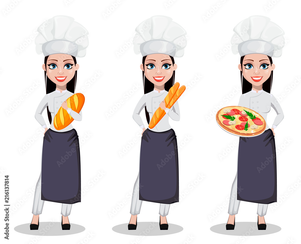 Beautiful baker woman in professional uniform Beautiful baker woman in professional uniform