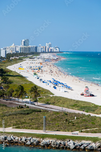 Skyline und Beach von Miami, Florida