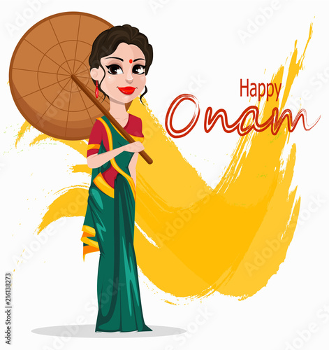 Onam celebration. Indian woman photo