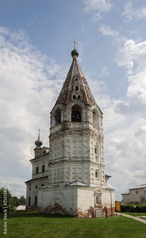 Bell tower in ancient Russian monastery