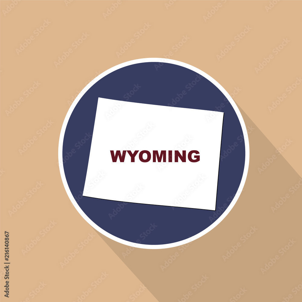 U.S. state on the U.S. map Wyoming on a blue background. State n U.S. state on the U.S. map Wyoming on a blue background. State n