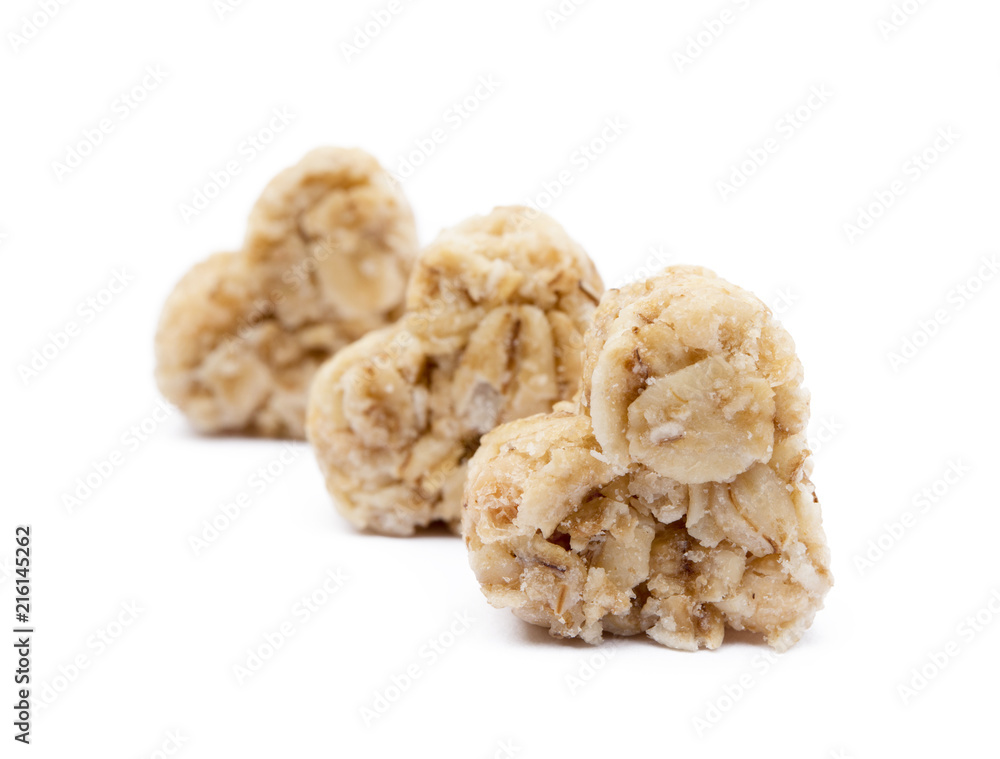 Oatmeal heart dessert isolated on white background Oatmeal heart dessert isolated on white background