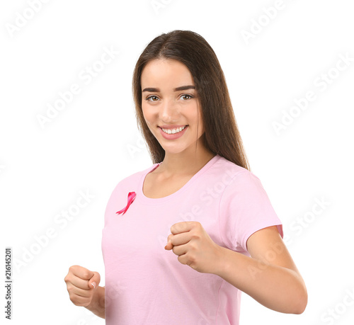 Beautiful woman with pink r...