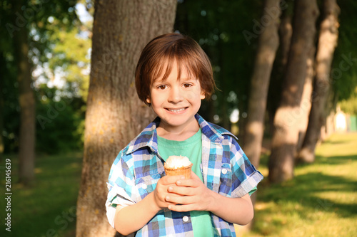 Cute little boy with ice cr...