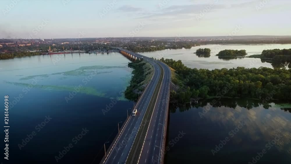 Drone shoot of road and weeding water Drone shoot of road and weeding water