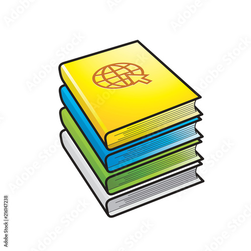 stack of color books isolated on white background vector drawing