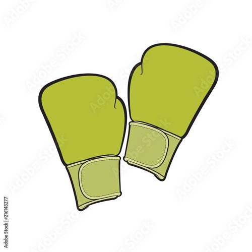 isolated green color boxing gloves vector drawing