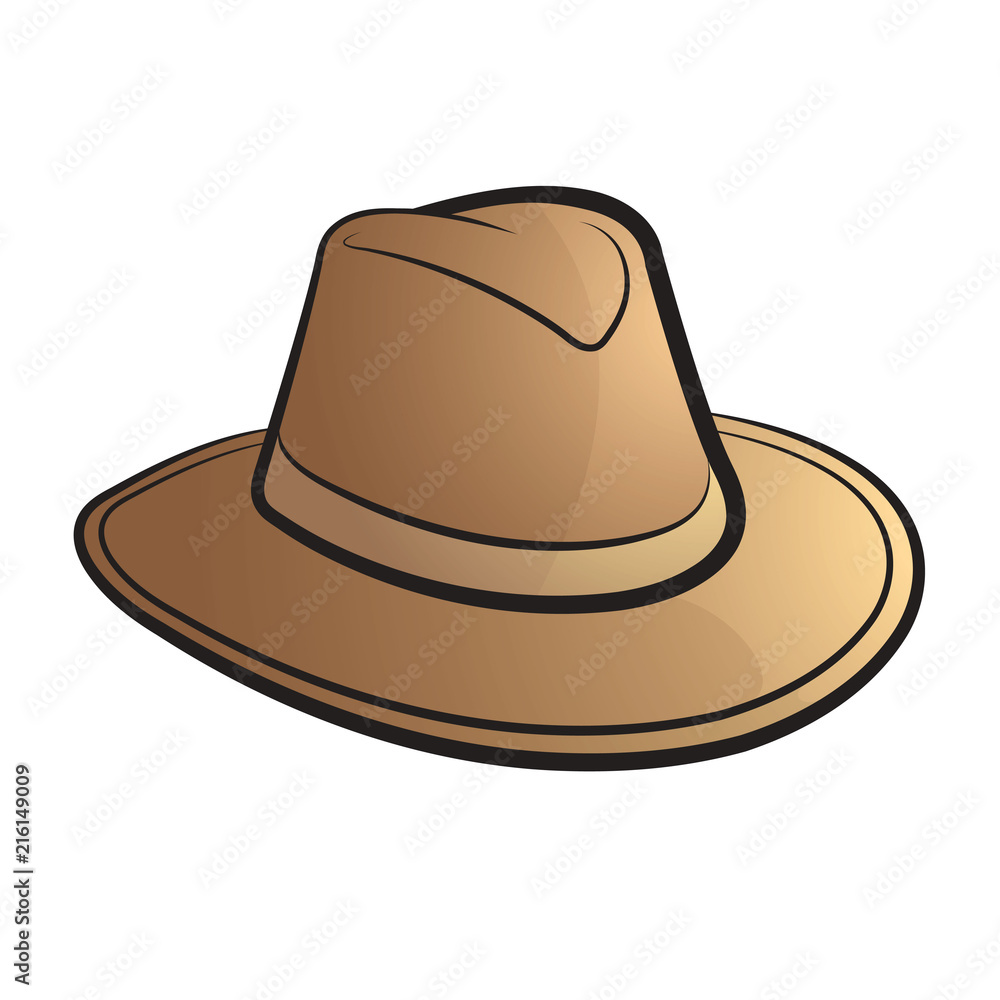 brown hat isolated on white background vector drawing brown hat isolated on white background vector drawing