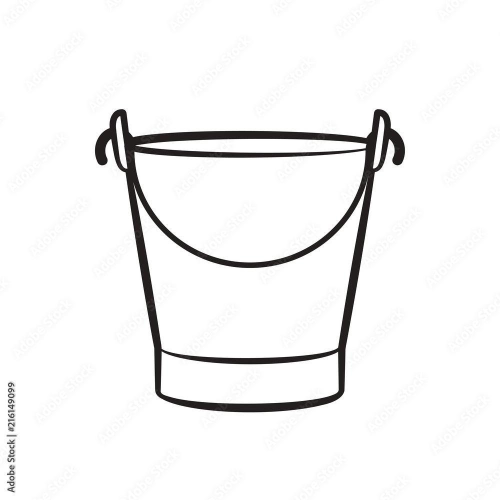 black outline bucket isolated on white back ground vector drawing Stock  Vector | Adobe Stock