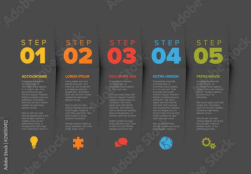 Vector progress five steps template