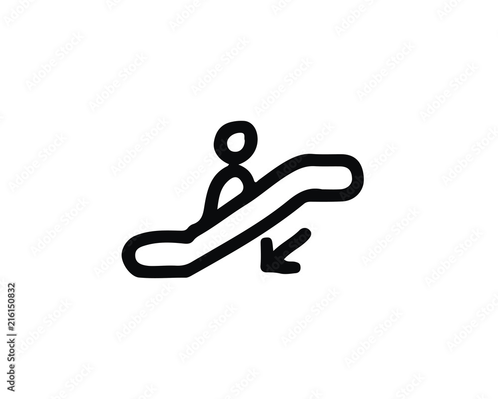 escalator down hand drawn icon , designed for web and app escalator down hand drawn icon , designed for web and app