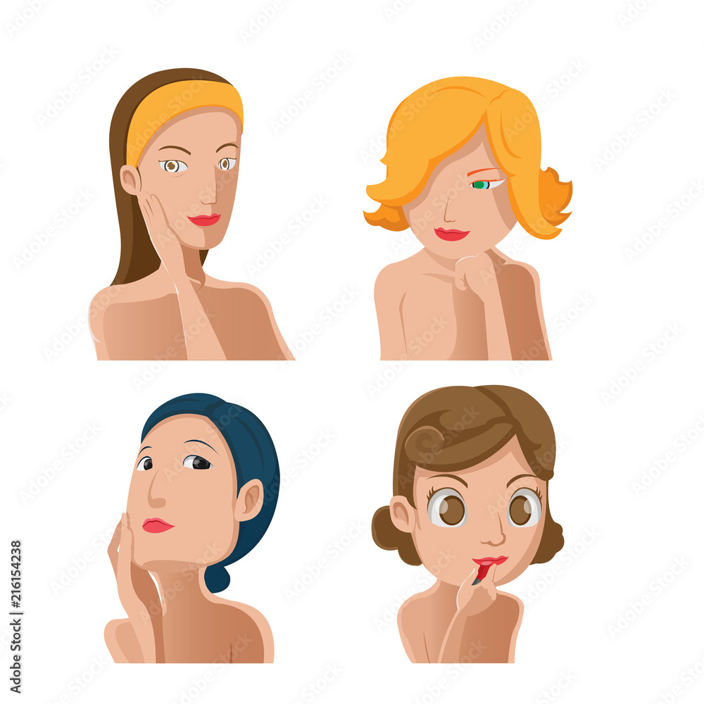 Woman Portrait Beauty Collection Set Vector Woman Portrait Beauty Collection Set Vector