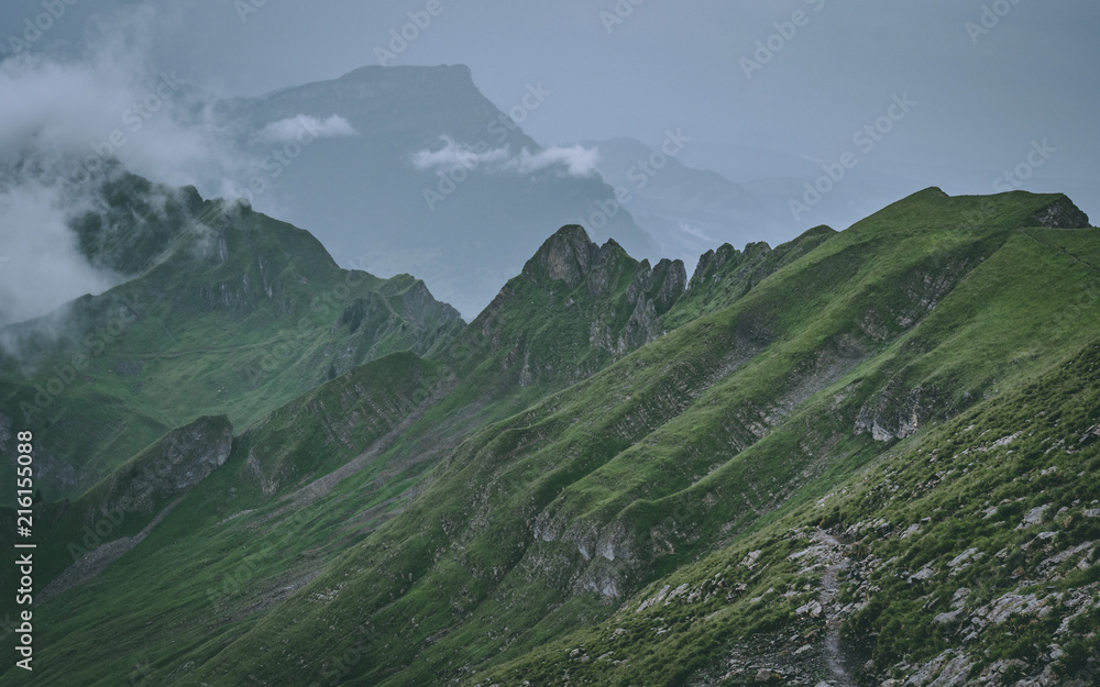 scary steep mountain scenery in swiss alps brienzer rothorn switzerland scary steep mountain scenery in swiss alps brienzer rothorn switzerland