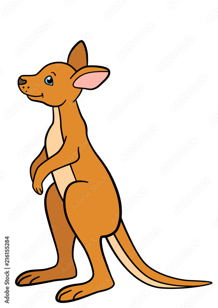 Cartoon animals. Little cute baby kangaroo smiles. Cartoon animals. Little cute baby kangaroo smiles.