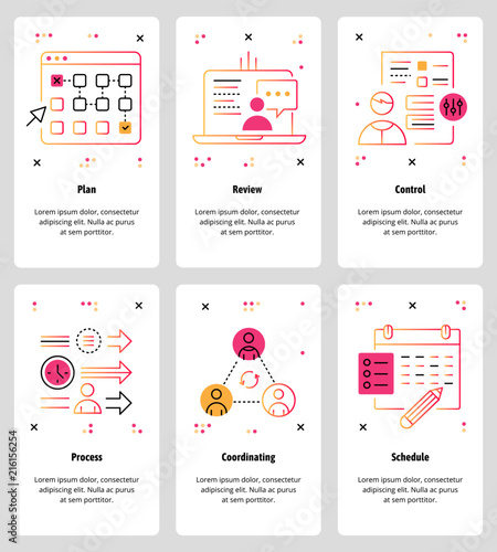 Vector line art web and mobile app template set