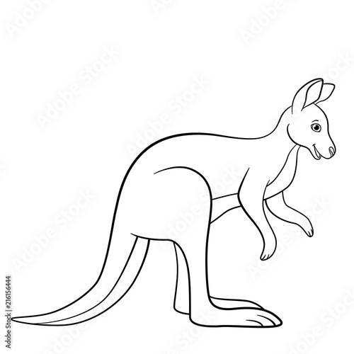 Coloring pages. Cute kangaroo smiles.